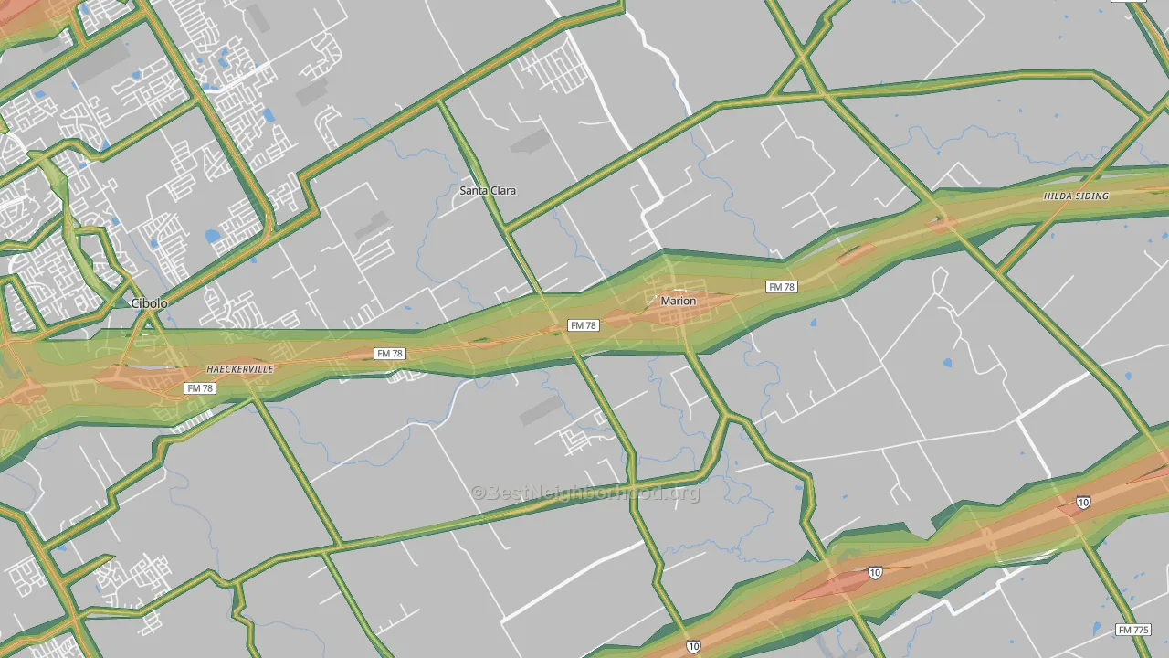 78124, TX Map of Noise Levels in 78124