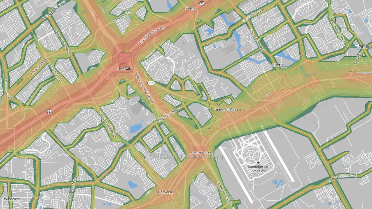 78148, TX Map of Noise Levels in 78148