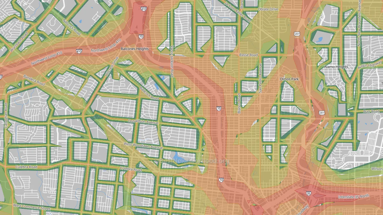 78201, TX Map of Noise Levels in 78201