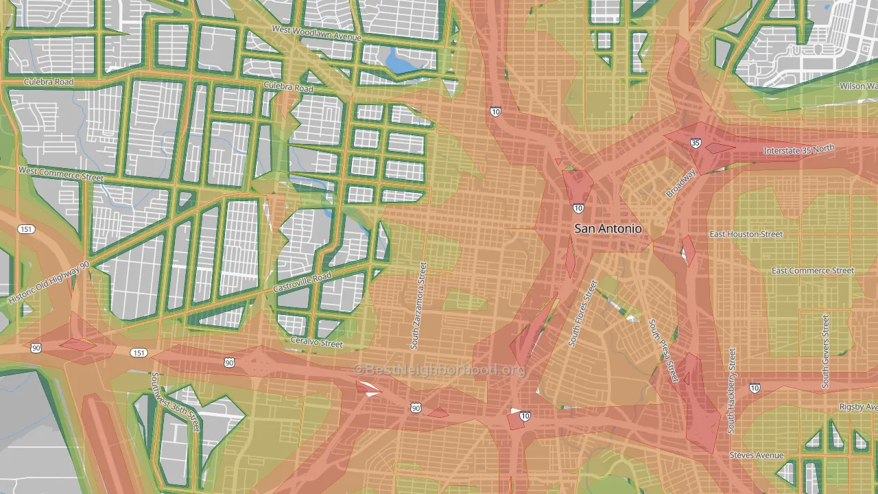 78207, TX Map of Noise Levels in 78207