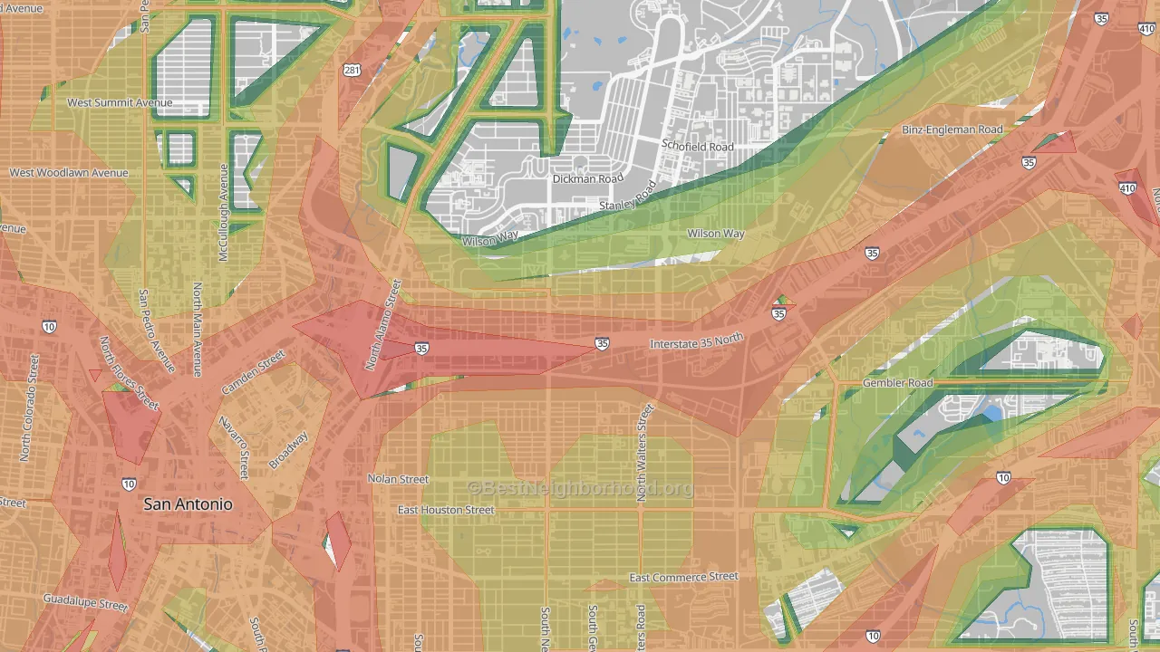 78208, TX Map of Noise Levels in 78208