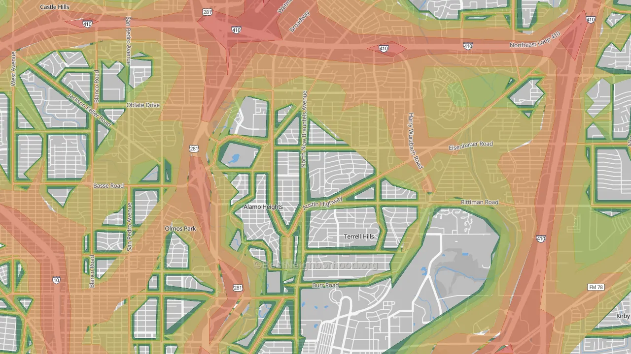 78209, TX Map of Noise Levels in 78209