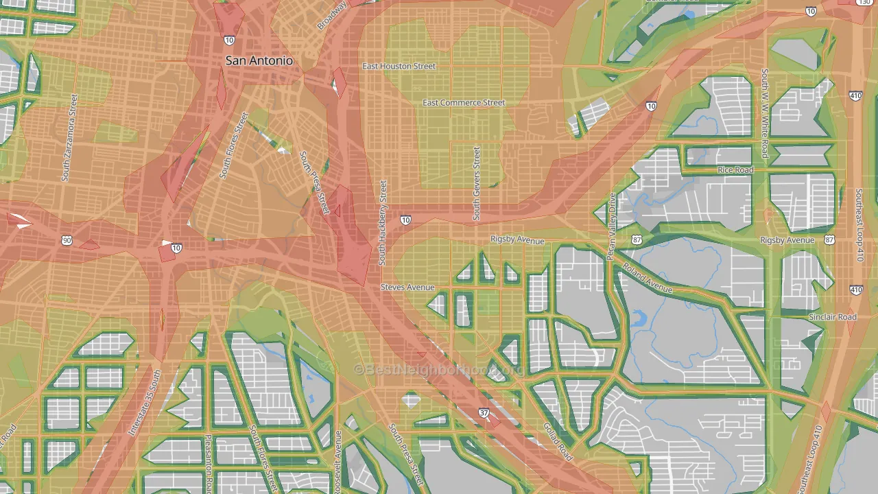78210, TX Map of Noise Levels in 78210