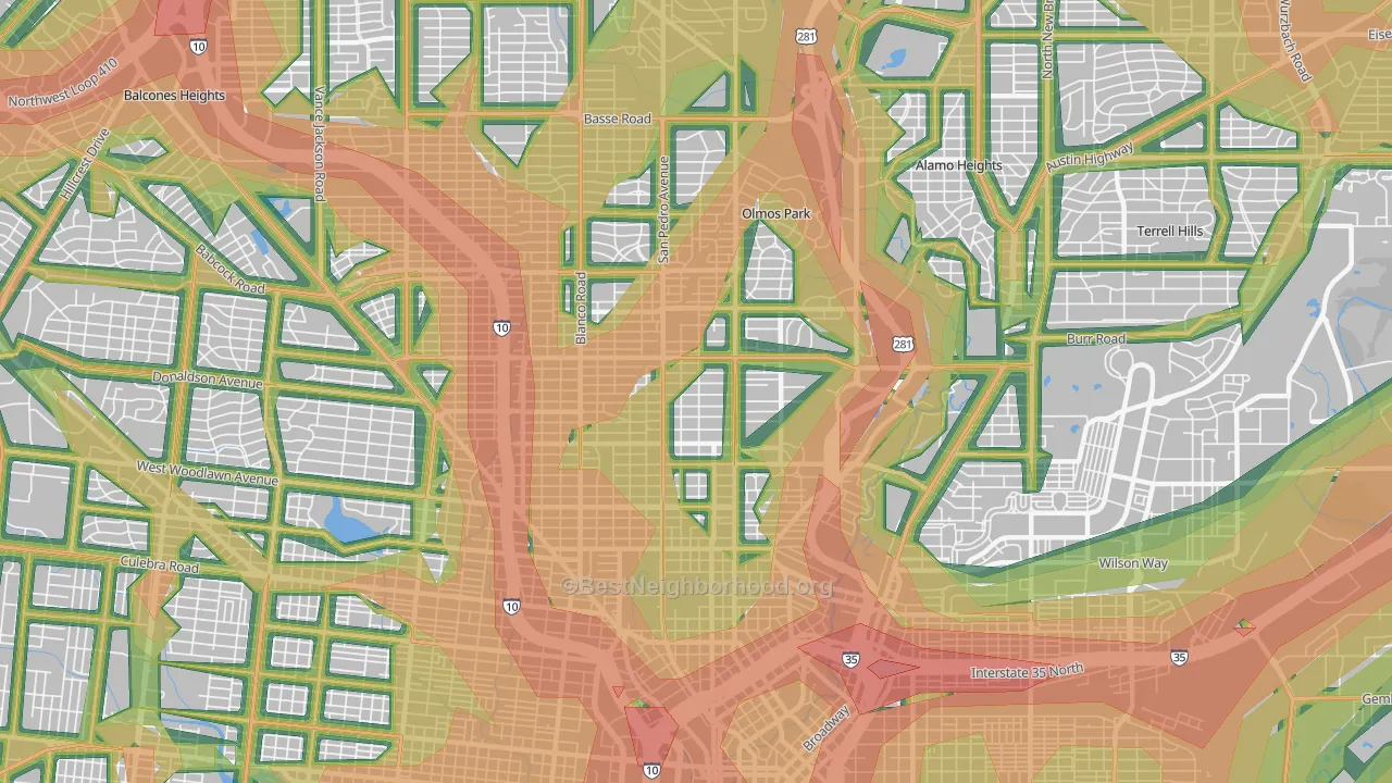 78212, TX Map of Noise Levels in 78212