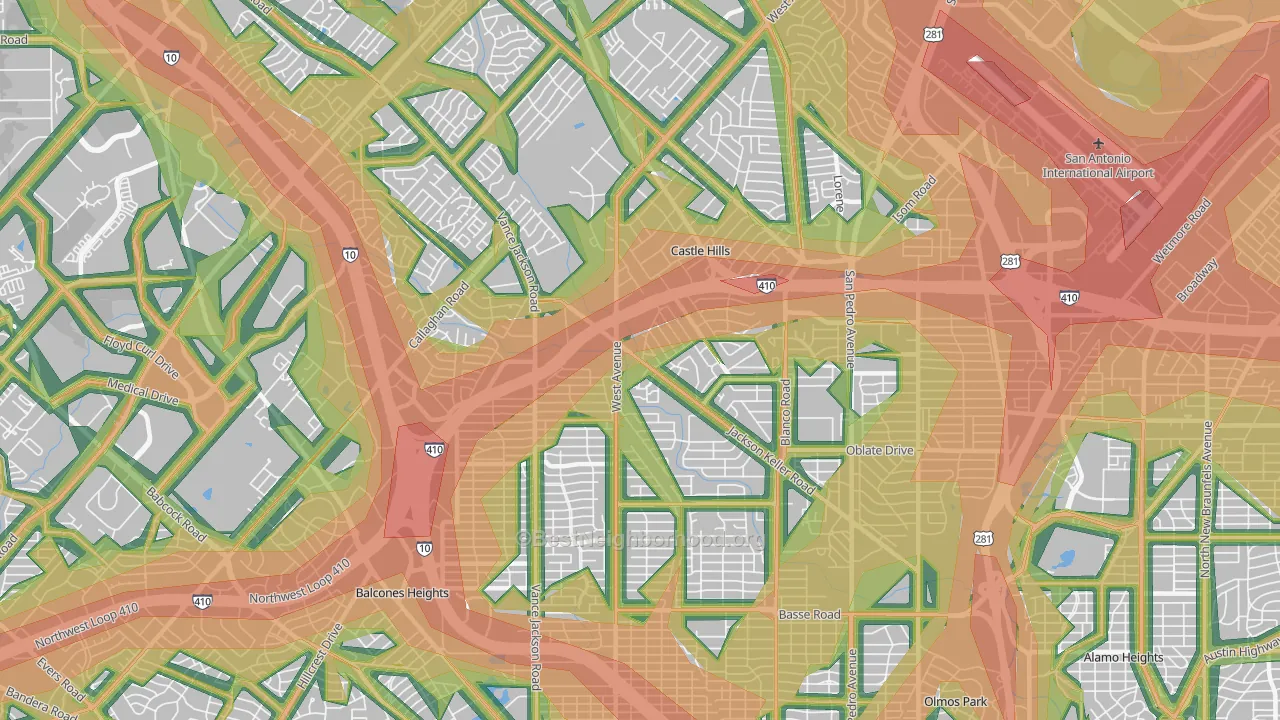 78213, TX Map of Noise Levels in 78213