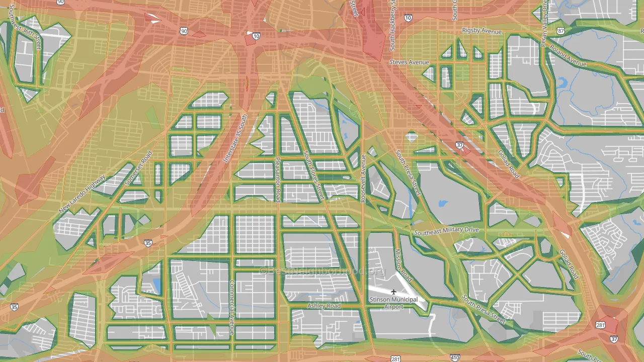 78214, TX Map of Noise Levels in 78214