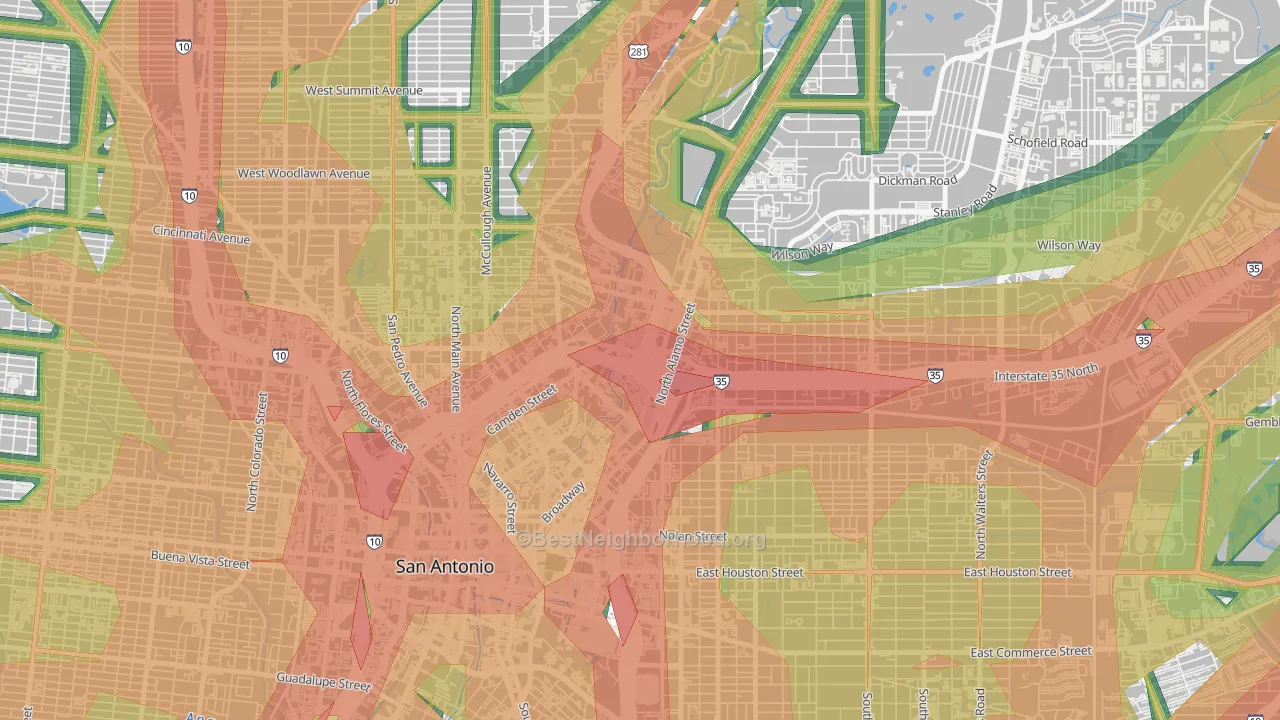 78215, TX Map of Noise Levels in 78215