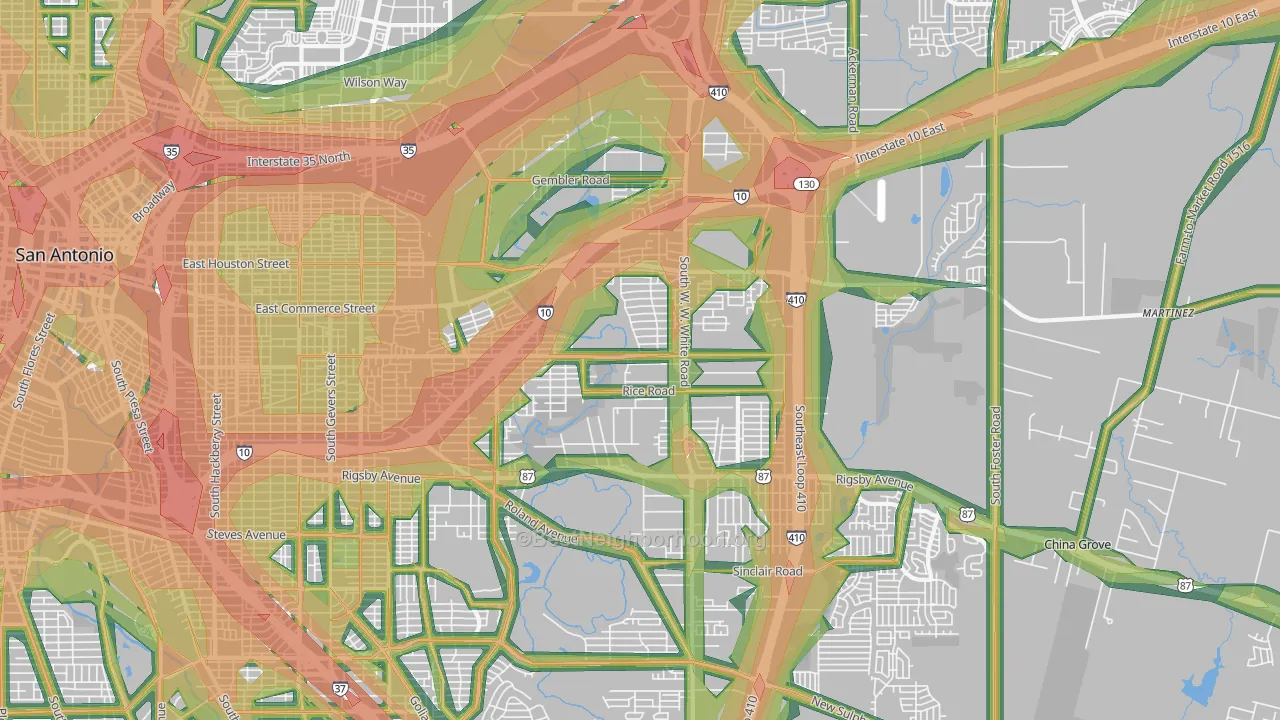 78220, TX Map of Noise Levels in 78220