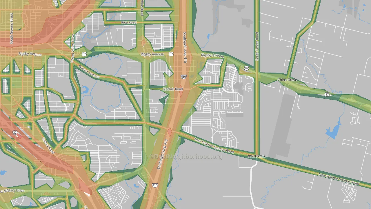 78222, TX Map of Noise Levels in 78222