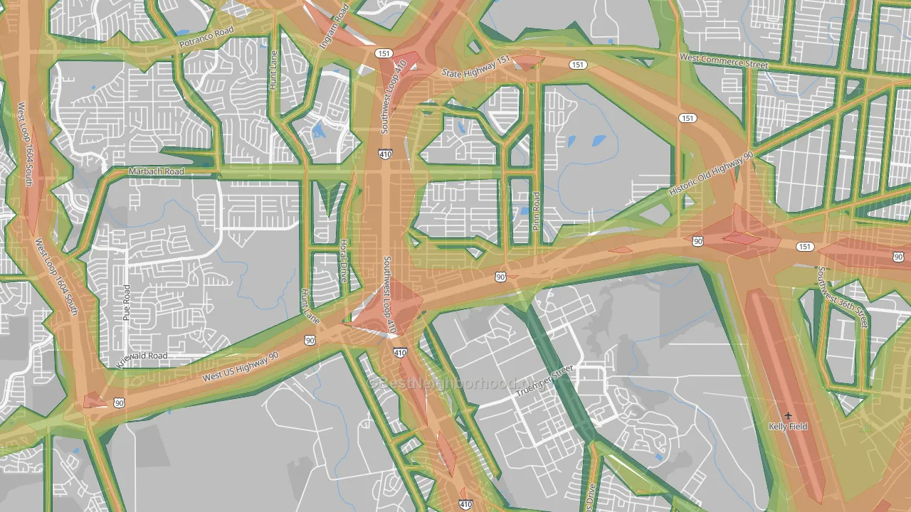 78227, TX Map of Noise Levels in 78227