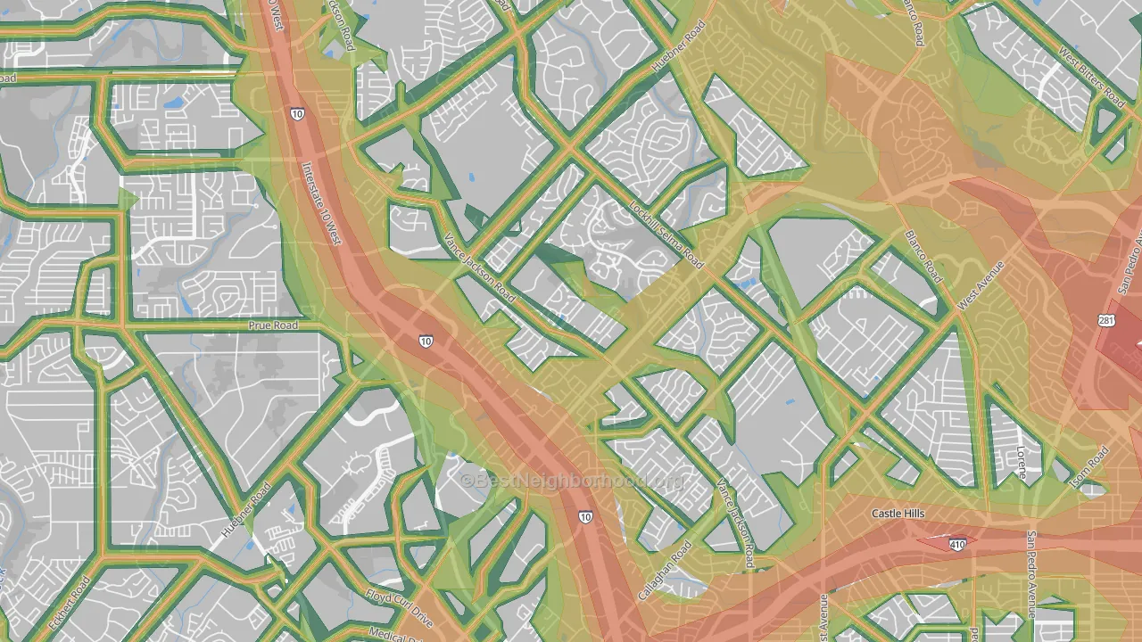 78230, TX Map of Noise Levels in 78230