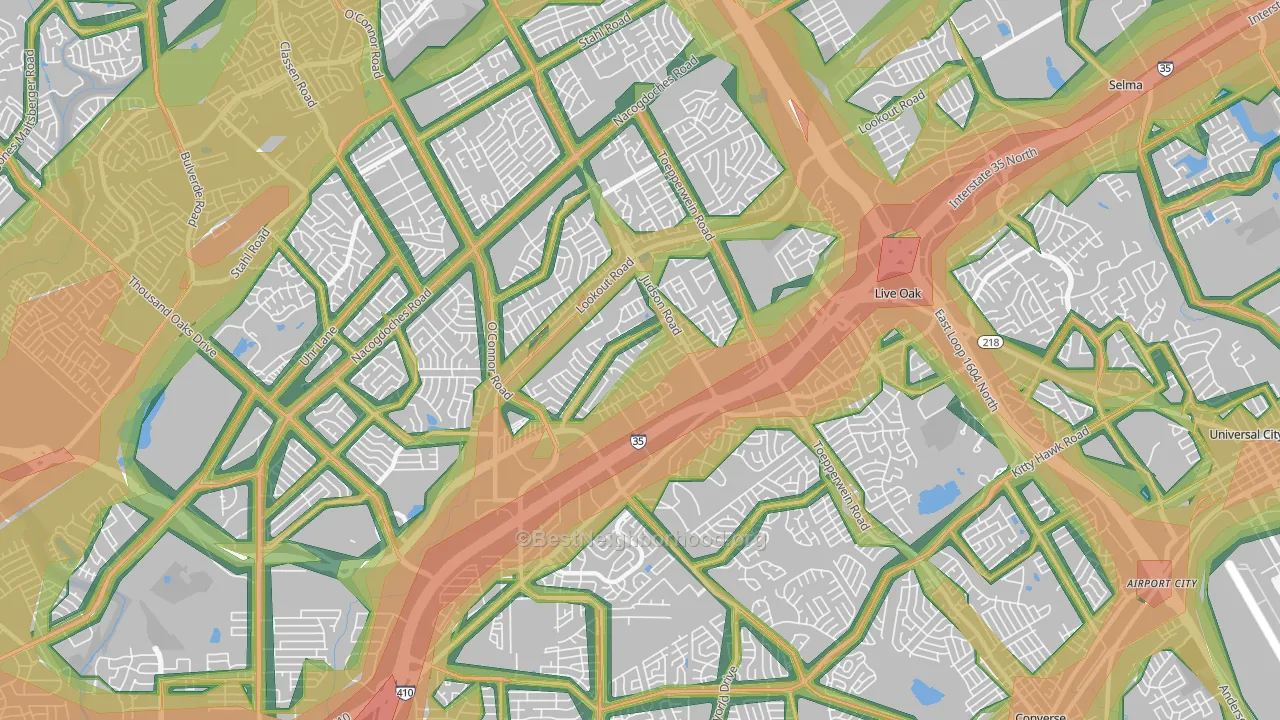 78233, TX Map of Noise Levels in 78233
