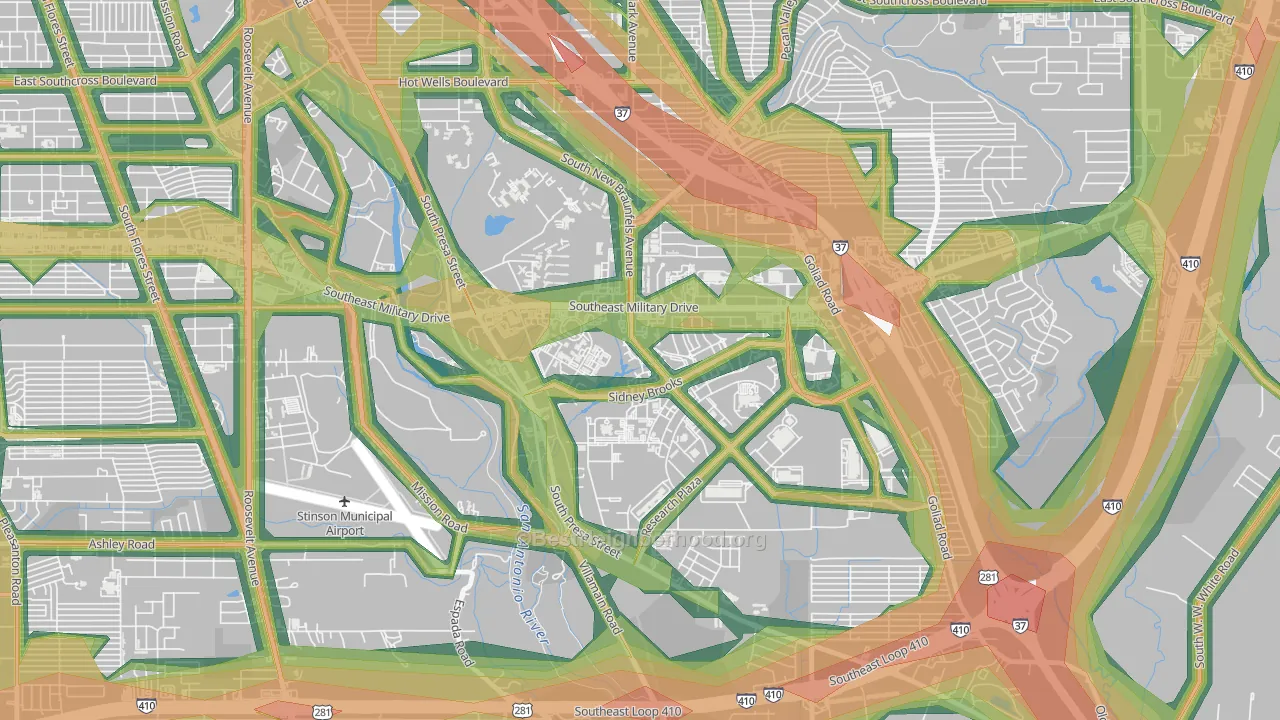 78235, TX Map of Noise Levels in 78235