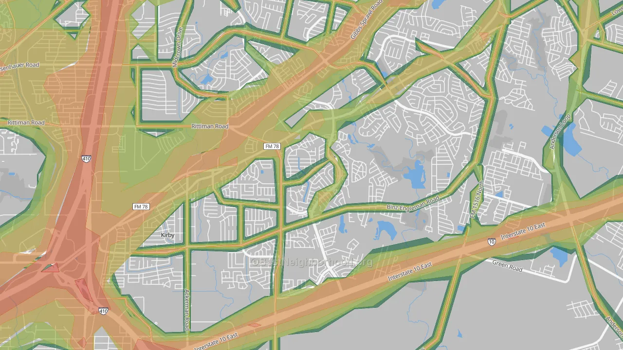 78244, TX Map of Noise Levels in 78244