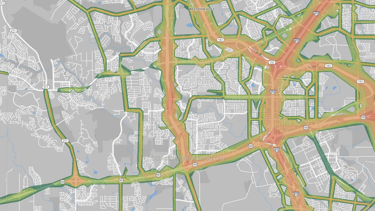 78245, TX Map of Noise Levels in 78245