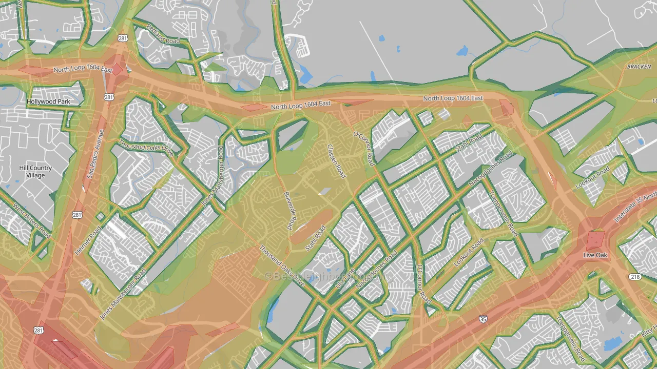 78247, TX Map of Noise Levels in 78247