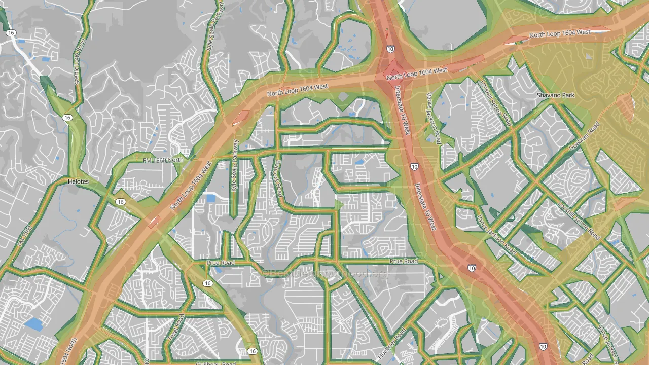 78249, TX Map of Noise Levels in 78249