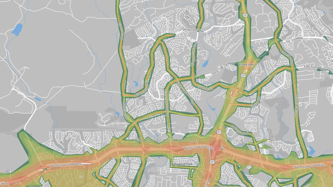 78258, TX Map of Noise Levels in 78258