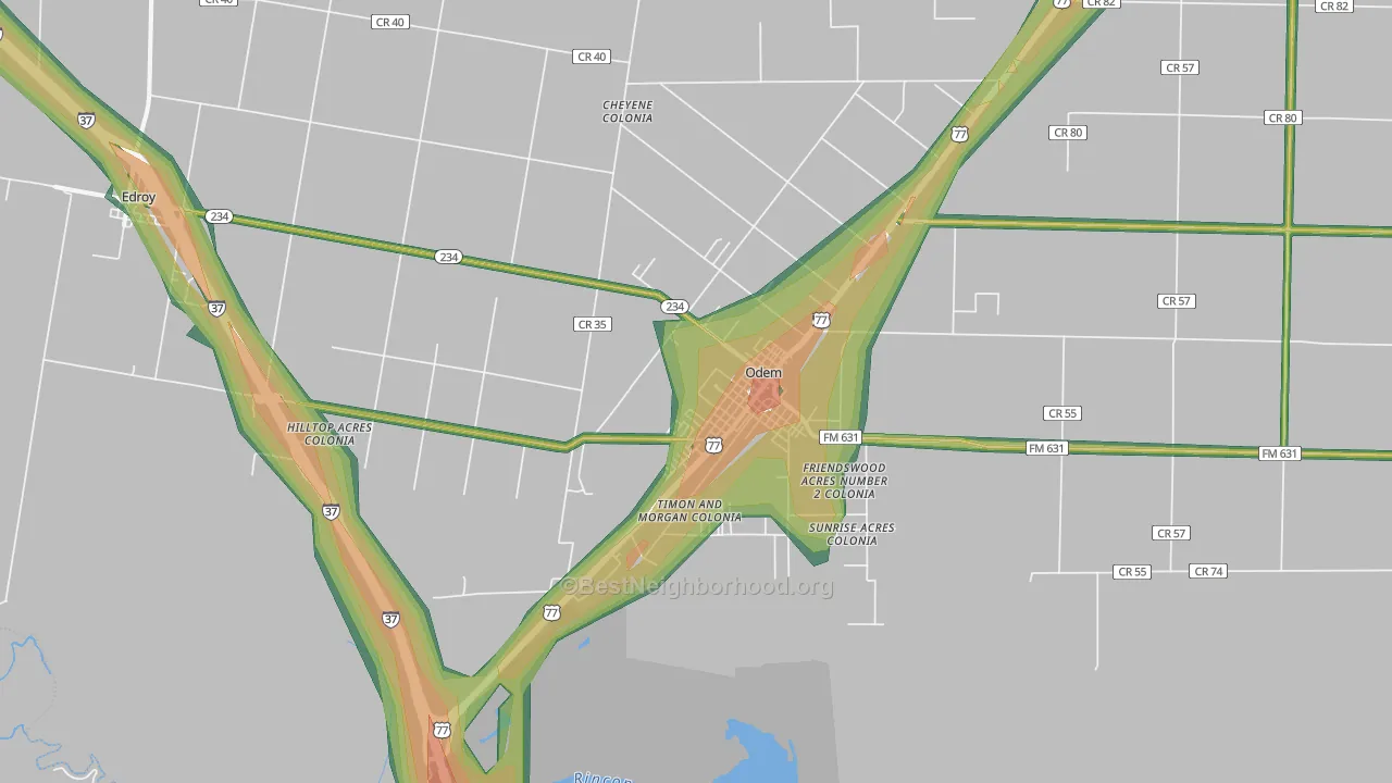 78370, TX Map of Noise Levels in 78370
