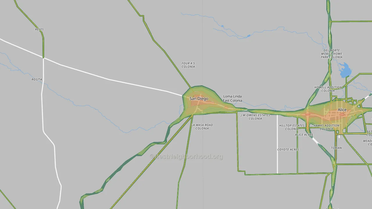 78384, TX Map of Noise Levels in 78384