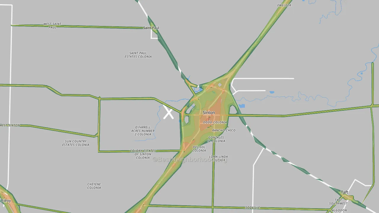 78387, TX Map of Noise Levels in 78387