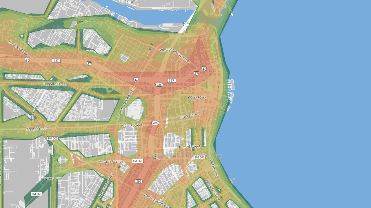 78401, TX Map of Noise Levels in 78401