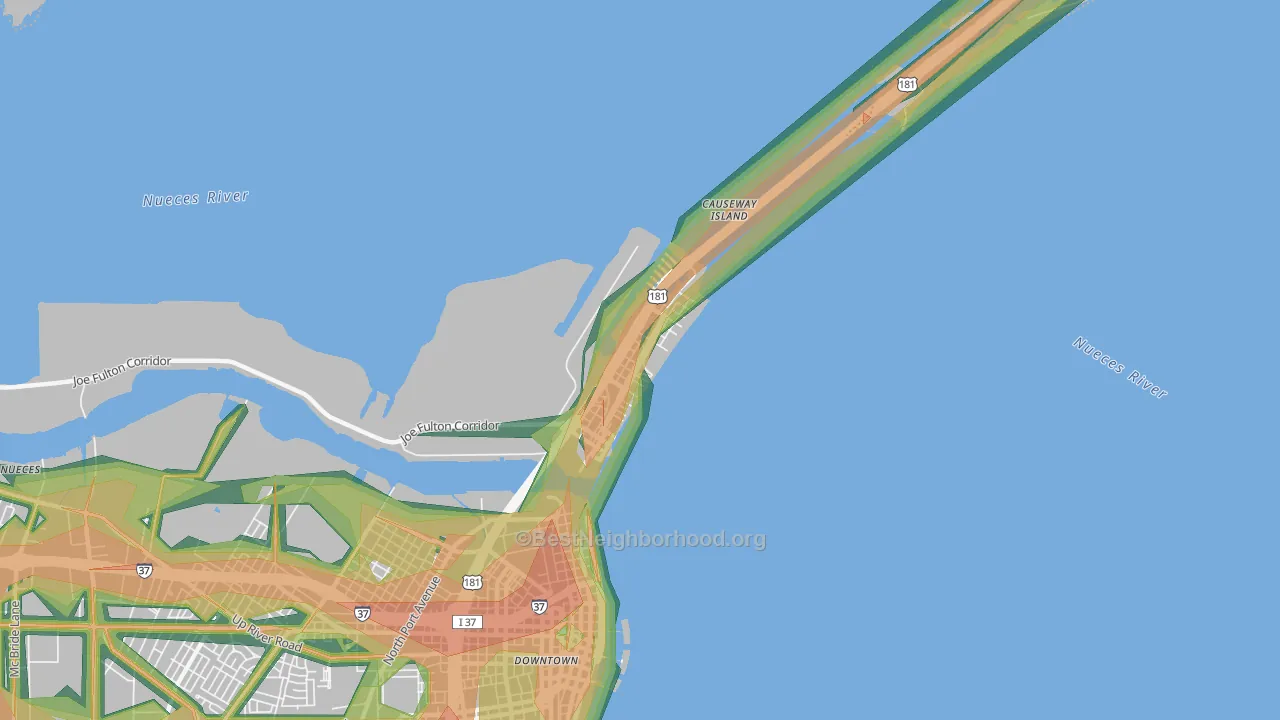 78402, TX Map of Noise Levels in 78402