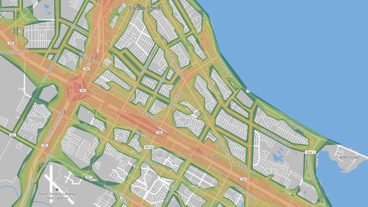 78411, TX Map of Noise Levels in 78411