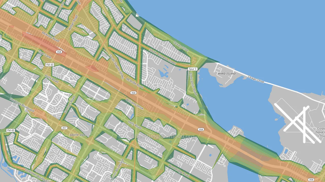 78412, TX Map of Noise Levels in 78412
