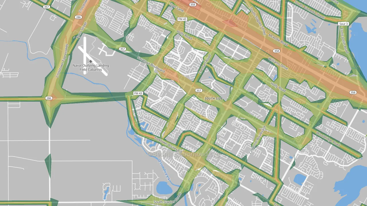 78413, TX Map of Noise Levels in 78413