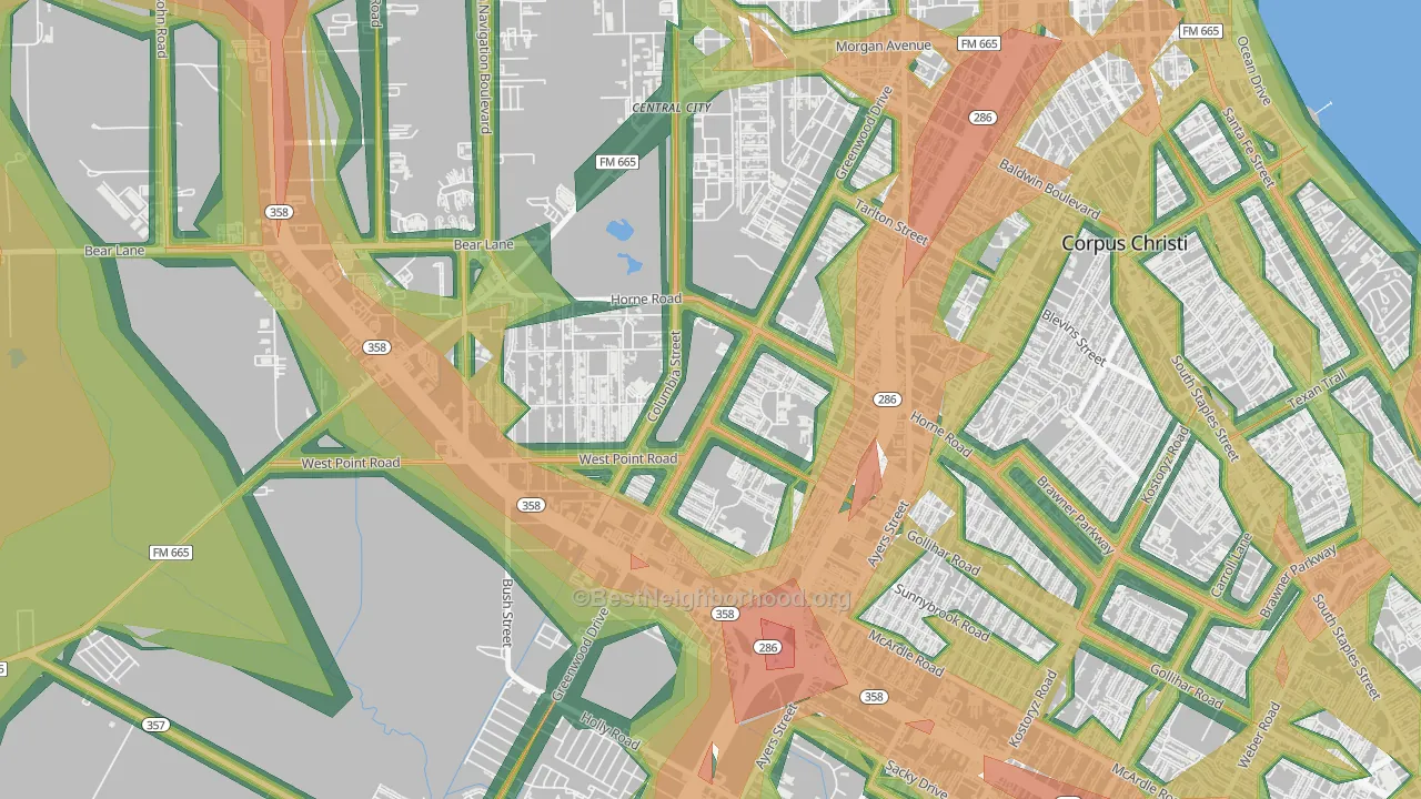 78416, TX Map of Noise Levels in 78416