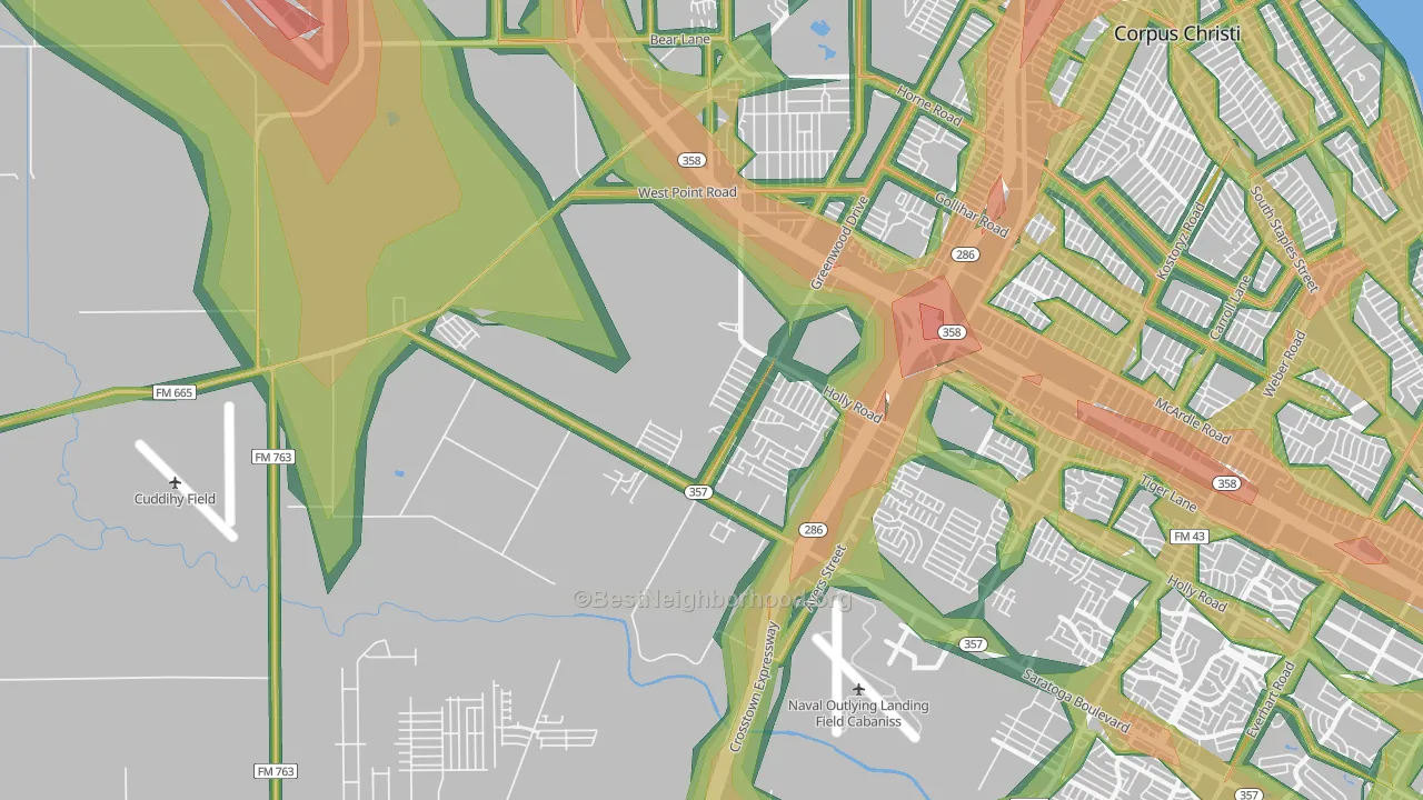 78417, TX Map of Noise Levels in 78417