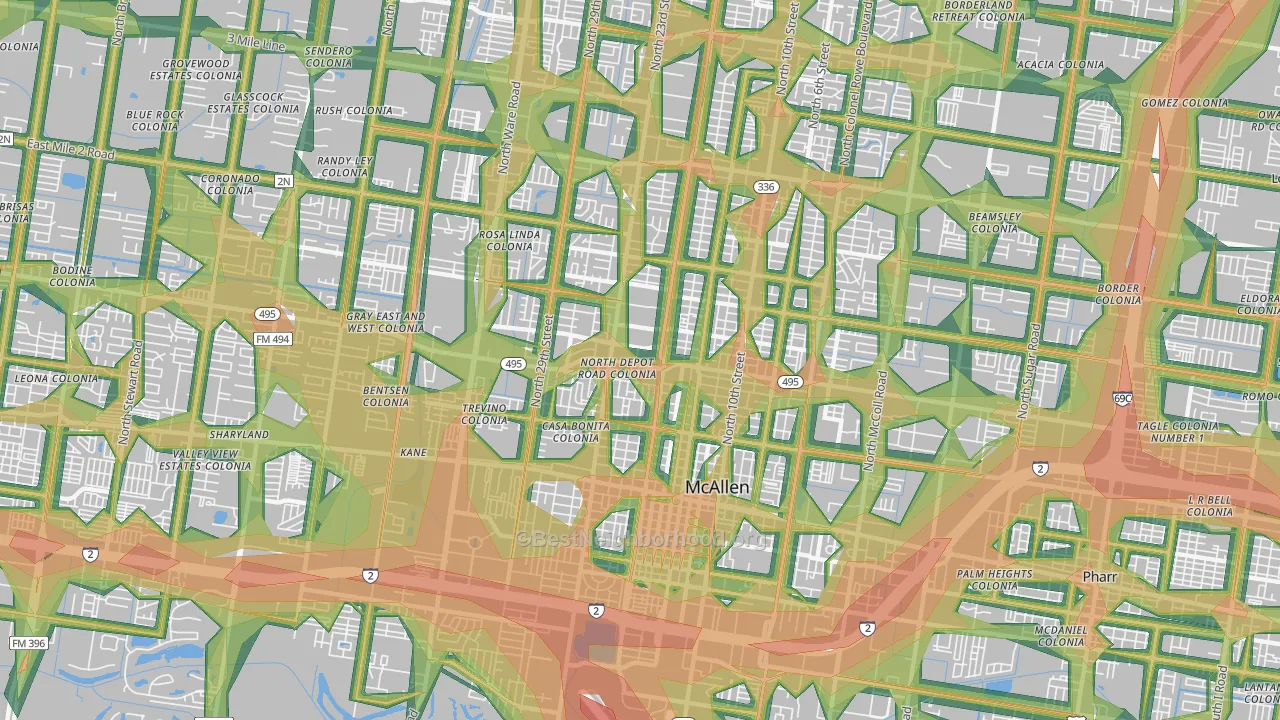 78501, TX Map of Noise Levels in 78501