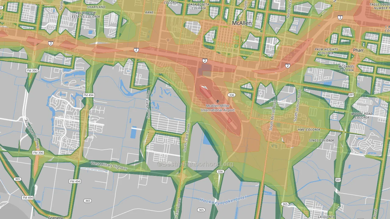 78503, TX Map of Noise Levels in 78503