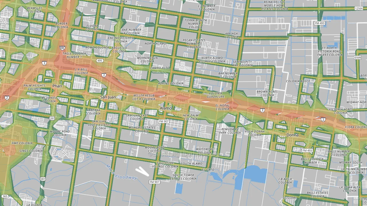 78516, TX Map of Noise Levels in 78516