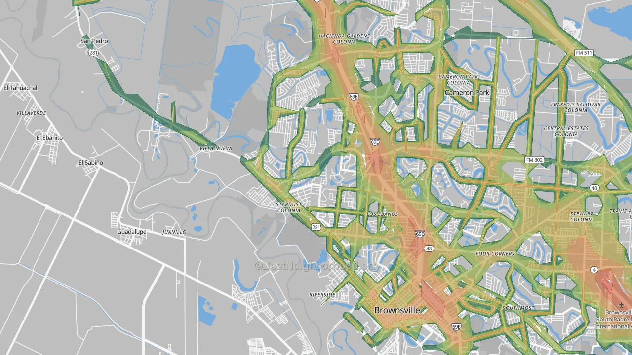 78520, TX Map of Noise Levels in 78520