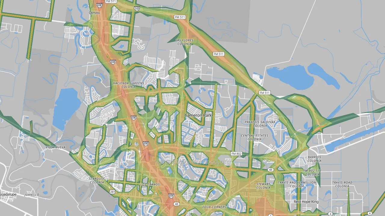 78526, TX Map of Noise Levels in 78526