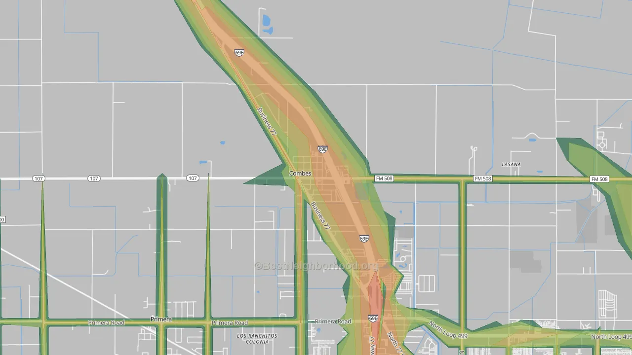 78535, TX Map of Noise Levels in 78535