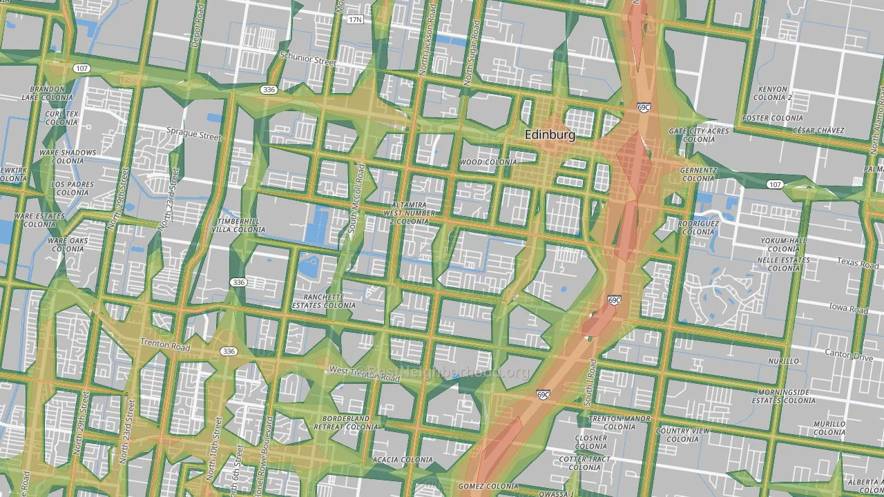 78539, TX Map of Noise Levels in 78539