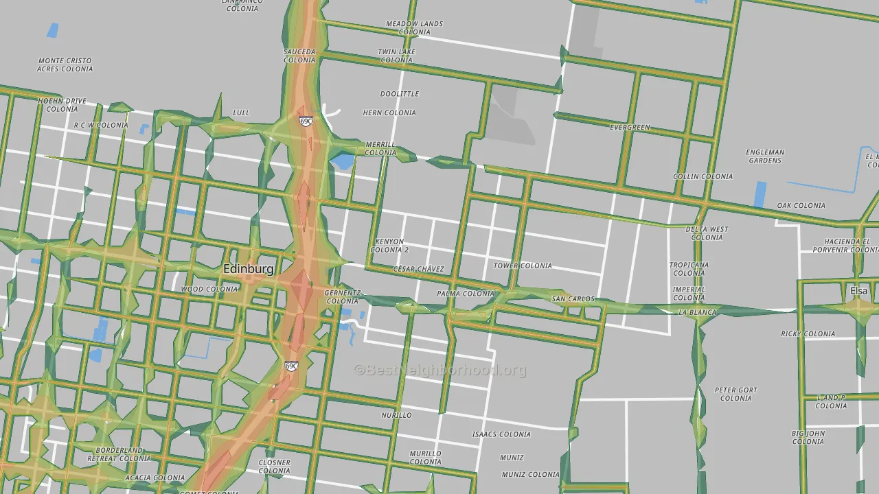 78542, TX Map of Noise Levels in 78542