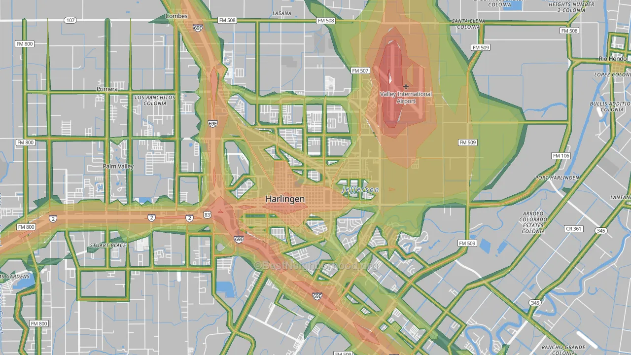 78550, TX Map of Noise Levels in 78550