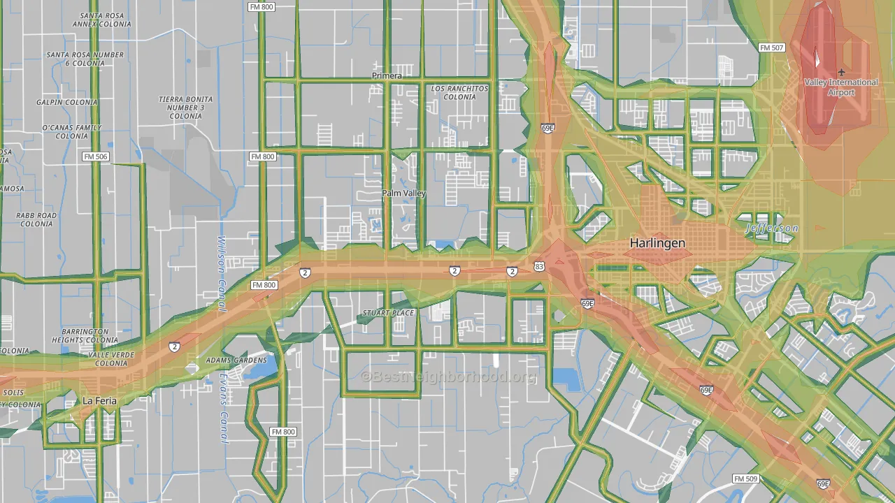 78552, TX Map of Noise Levels in 78552