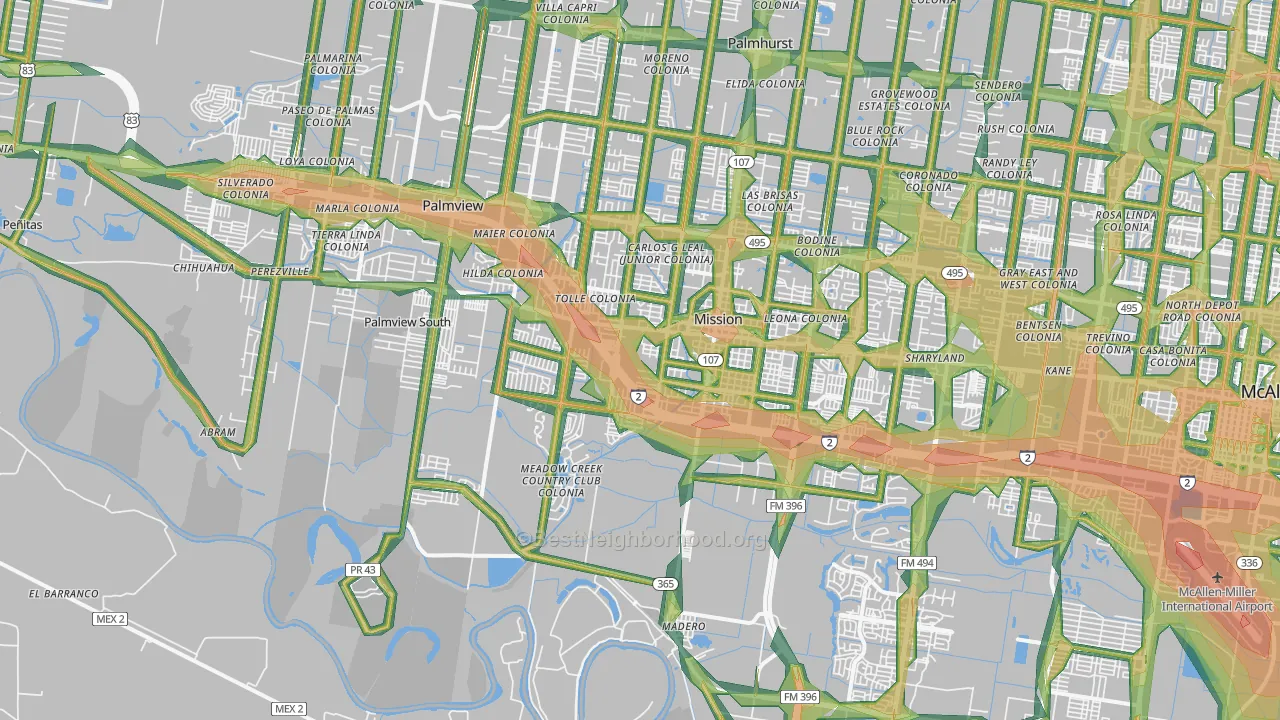 78572, TX Map of Noise Levels in 78572