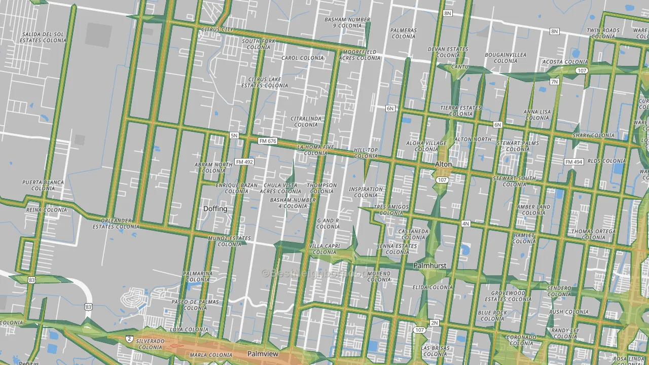78574, TX Map of Noise Levels in 78574