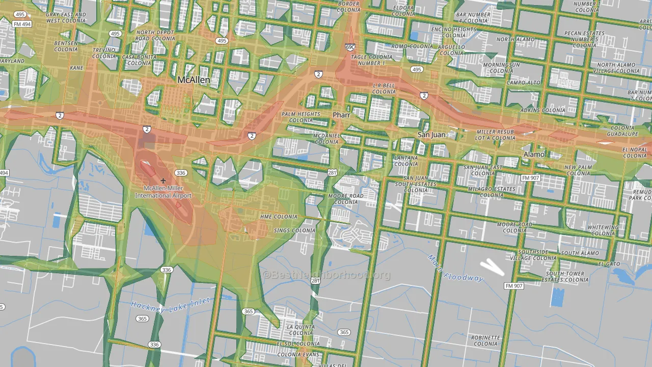 78577, TX Map of Noise Levels in 78577