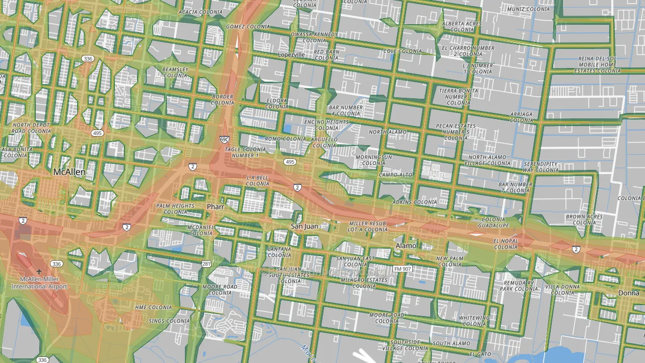 78589, TX Map of Noise Levels in 78589