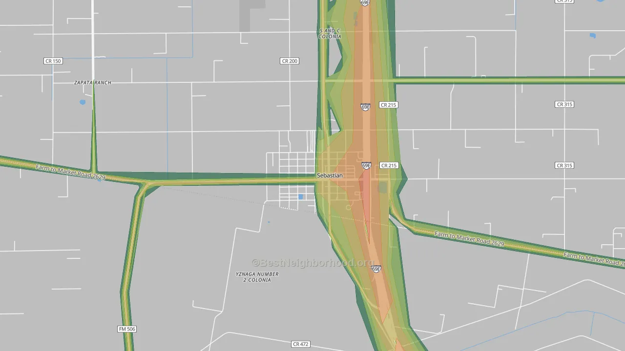 78594, TX Map of Noise Levels in 78594
