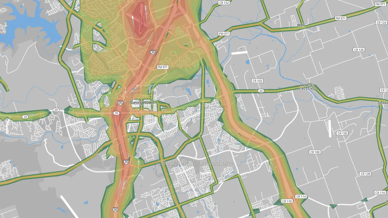 78626, TX Map of Noise Levels in 78626