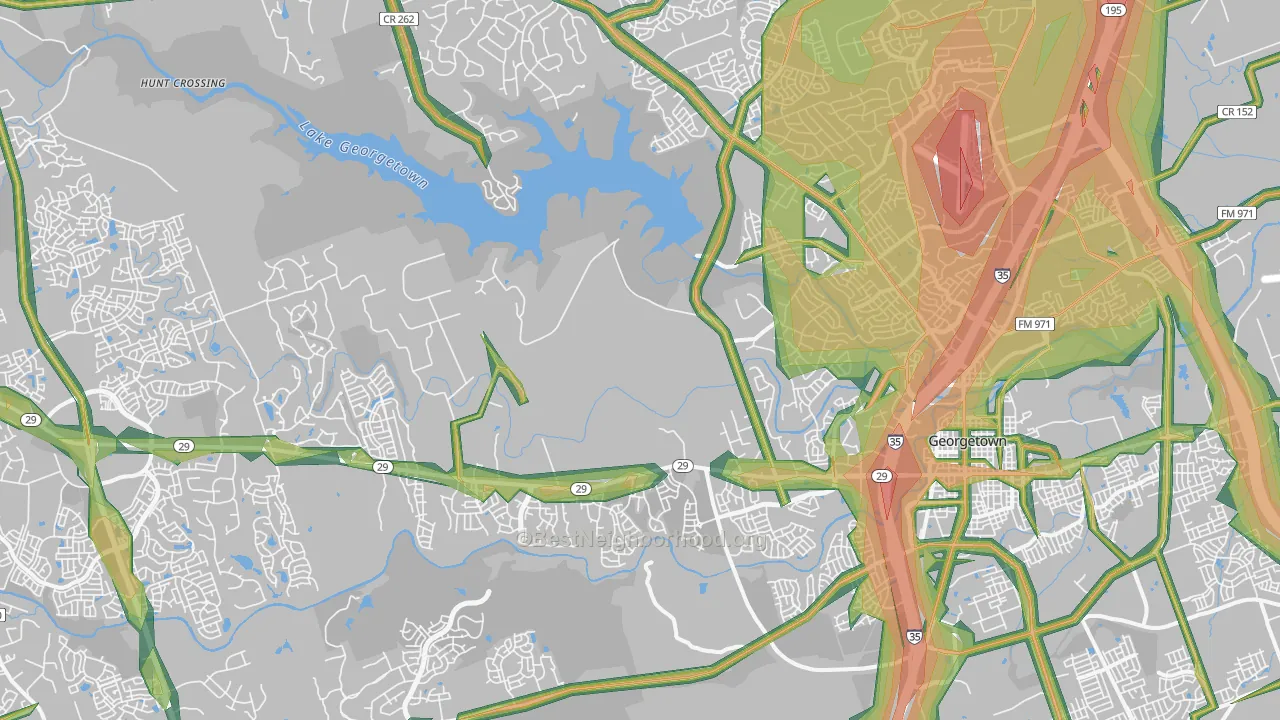 78628, TX Map of Noise Levels in 78628