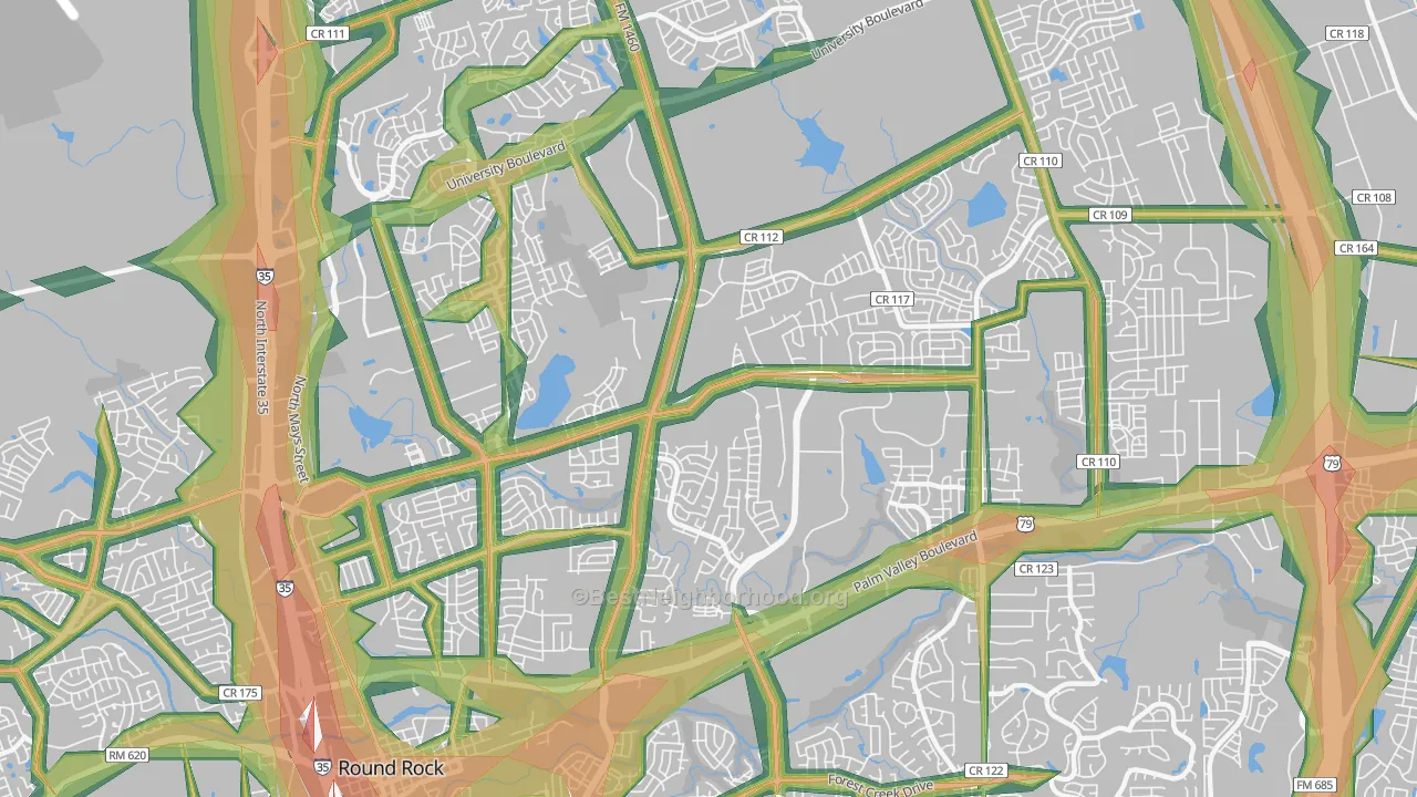 78665, TX Map of Noise Levels in 78665